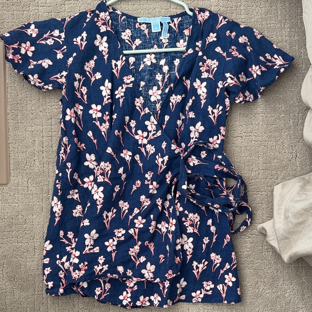 Draper James floral linen wrap shirt